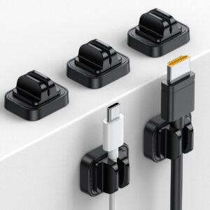 5Pack Cable Spring Holder Clips, Cord Organizer for Desk - Lamicall Adjustable Cord Wire Holder Keeper, Phone Charger Organizer Clips, Wire Cable Management for Nightstand Wall...