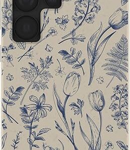 Pela | Phone Case Compatible with Samsung Galaxy S25 Ultra | Limited Edition | Supports Wireless Charging | Cute Eco Friendly | LFog Indigo Bouquet