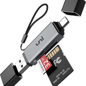 uni SD Card Reader, High-Speed USB C to Micro SD Card Adapter USB 3.0 Dual Slots, Memory Card Reader for SD/Micro SD/SDHC/SDXC/MMC, Compatible with MacBook Pro/Air, Chromebook,...